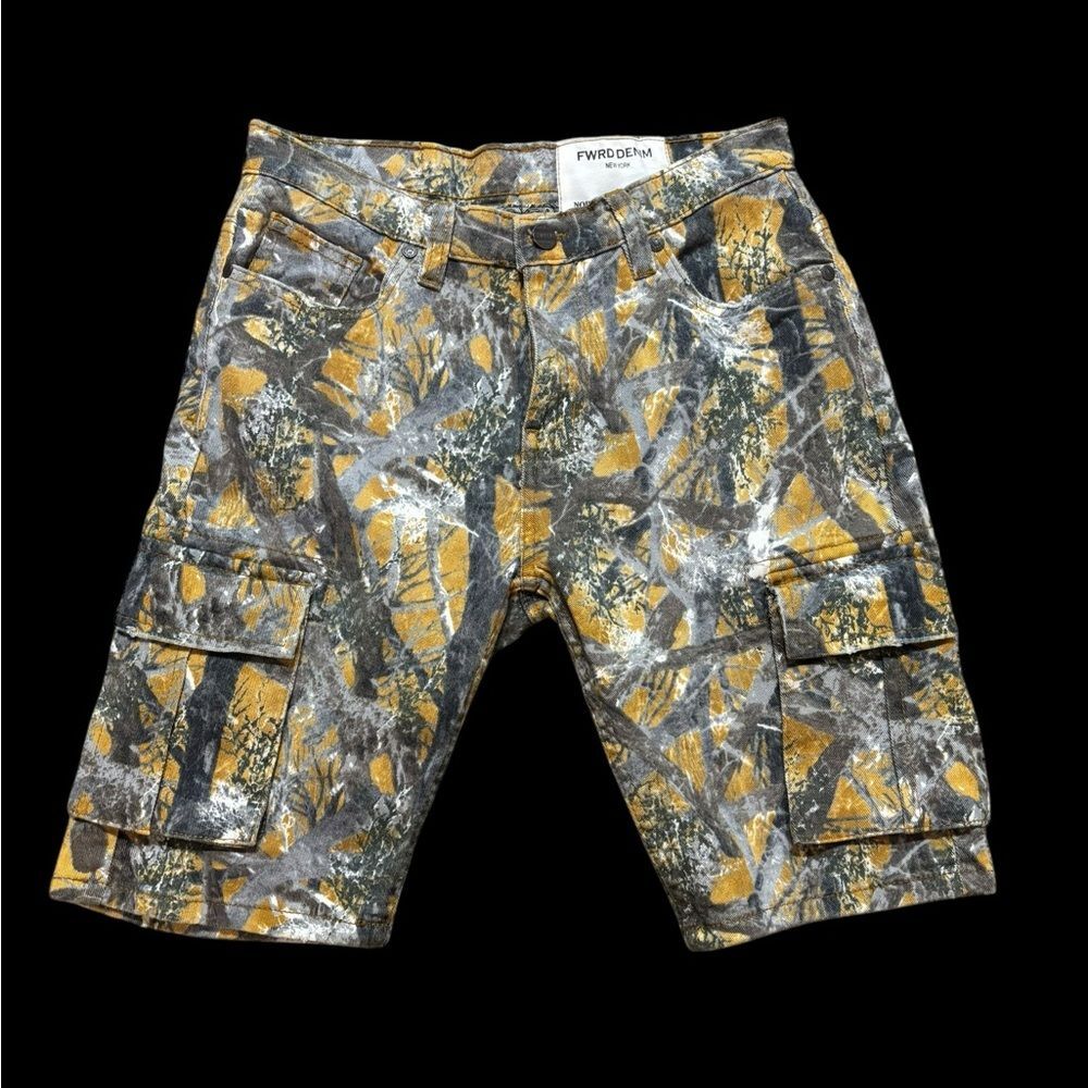 Denim Boy’s Distressed Hunting Camo Shorts by FWRD  -size 20